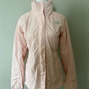 The North Face Pink Ski Jacket with High Collar and Water-Resistant Fabric